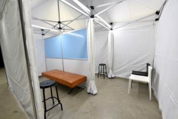 防災用テント設営例、利用例